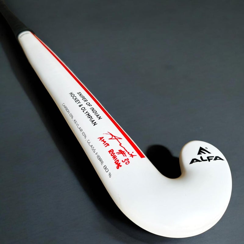 ALFA Amit ROHIDAS Edition Composite Hockey Stick (Low Bow, White-RED, 37 INCHES) - Image 3