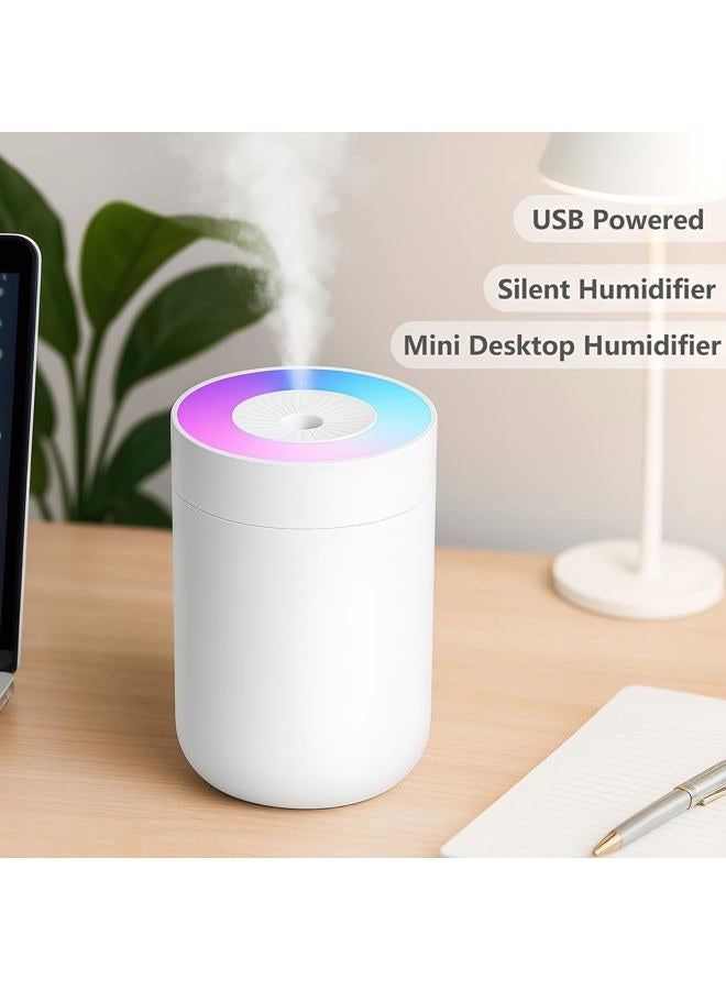 NeteHon 230ML Humidifier for Bedroom, Air Humidifier for Home, Plant Humidifiers Indoor Small with LED Colorful Gradient Light, USB Powered for Desk, Car, Travel, Hotel Room (White) - Image 2