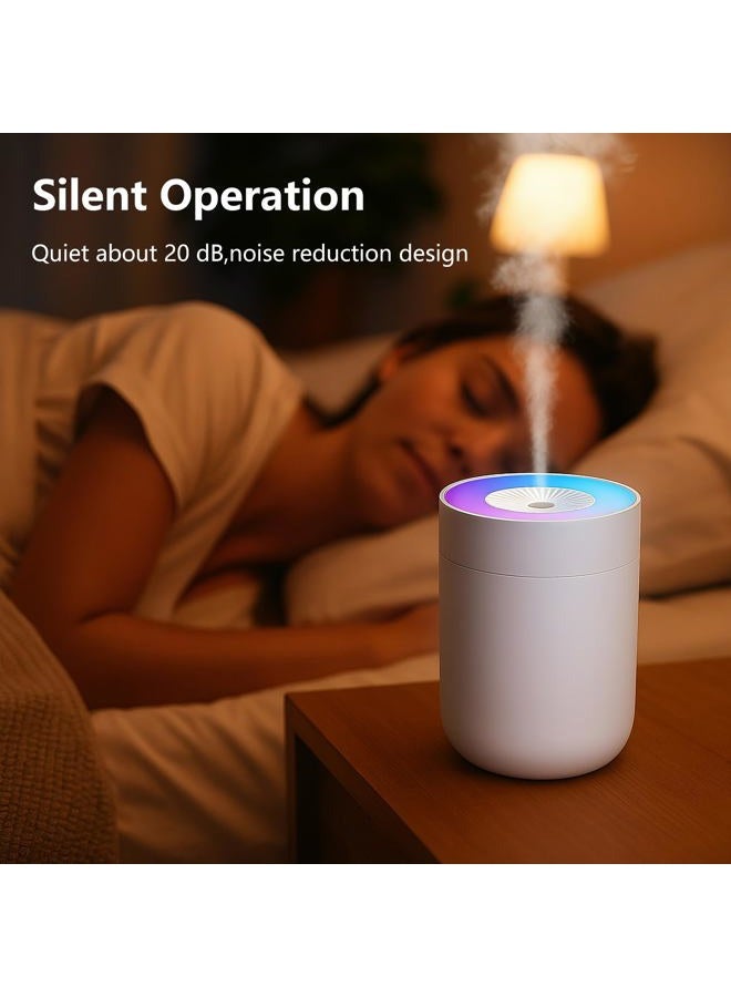 NeteHon 230ML Humidifier for Bedroom, Air Humidifier for Home, Plant Humidifiers Indoor Small with LED Colorful Gradient Light, USB Powered for Desk, Car, Travel, Hotel Room (White) - Image 4
