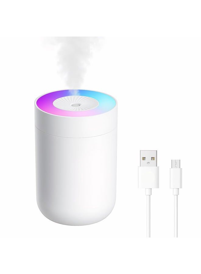NeteHon 230ML Humidifier for Bedroom, Air Humidifier for Home, Plant Humidifiers Indoor Small with LED Colorful Gradient Light, USB Powered for Desk, Car, Travel, Hotel Room (White) - Image 1