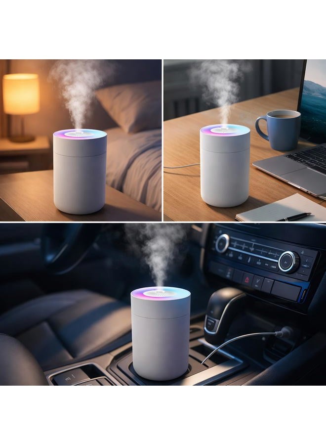 NeteHon 230ML Humidifier for Bedroom, Air Humidifier for Home, Plant Humidifiers Indoor Small with LED Colorful Gradient Light, USB Powered for Desk, Car, Travel, Hotel Room (White) - Image 5