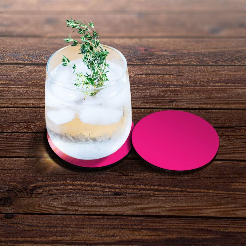 Caribou Coasters الصلبة تصميم الوردي الساخن مستدير مستدير شعرت الوقايات بالسيارات النيوبرين للمشروبات 2pcs مجموعة - Image 3
