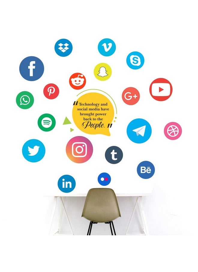StickMe StickMe 'Social Media- Facebook- Twitter - Instagram - Office - Inspirational - Motivational Quotes Wall Sticker' -SM749 (Multi Colour, Vinyl - 120cm X 120 cm)  - Image 1
