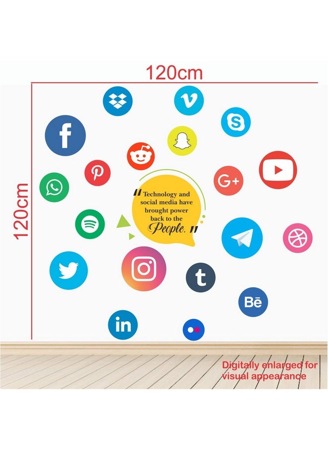 StickMe StickMe 'Social Media- Facebook- Twitter - Instagram - Office - Inspirational - Motivational Quotes Wall Sticker' -SM749 (Multi Colour, Vinyl - 120cm X 120 cm)  - Image 3