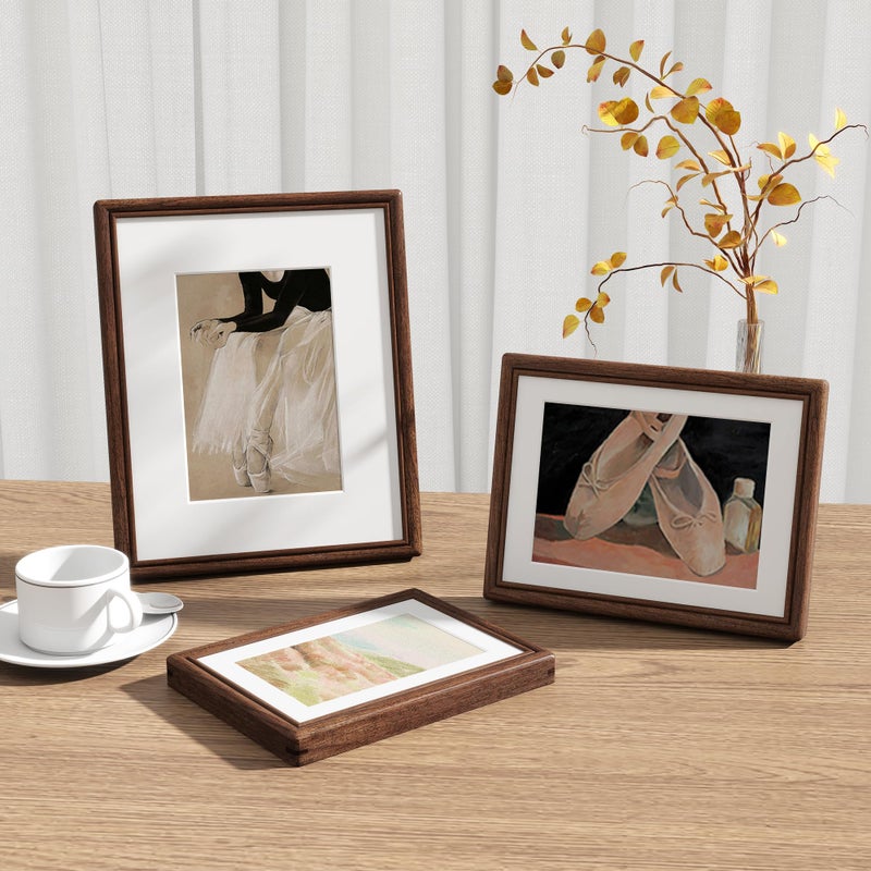 RICHFOCUS 8x10 Picture Frame, Natural USA-Sourced Solid Walnut Wood Picture Frame with Tempered Glass, Handcrafted Rounded Corner 8 by 10 Wooden Frame Matted to 5x7 Photo for Wall & Tabletop Display - Image 2