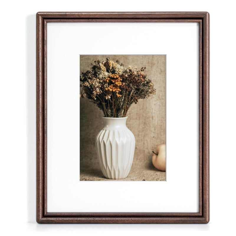 RICHFOCUS 8x10 Picture Frame, Natural USA-Sourced Solid Walnut Wood Picture Frame with Tempered Glass, Handcrafted Rounded Corner 8 by 10 Wooden Frame Matted to 5x7 Photo for Wall & Tabletop Display - Image 1