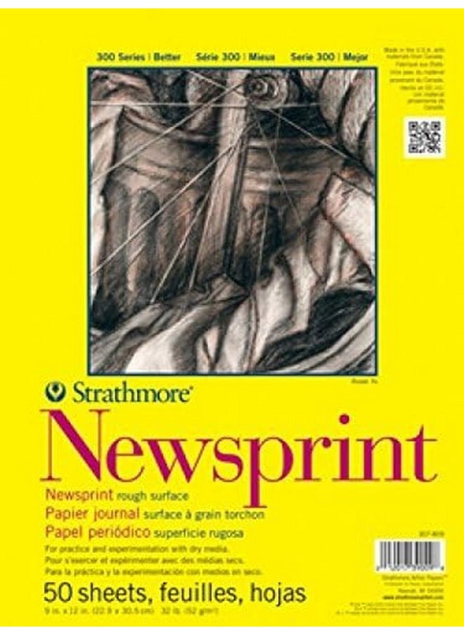 Strathmore - 300 Series Newsprint Paper Pad, Tape Bound, 14X17 Inches, 50 Sheets (32Lb/52G) - Art Paper For Adults And Students - Practice Sketching With Charcoal, Graphite And Pencil - Image 1