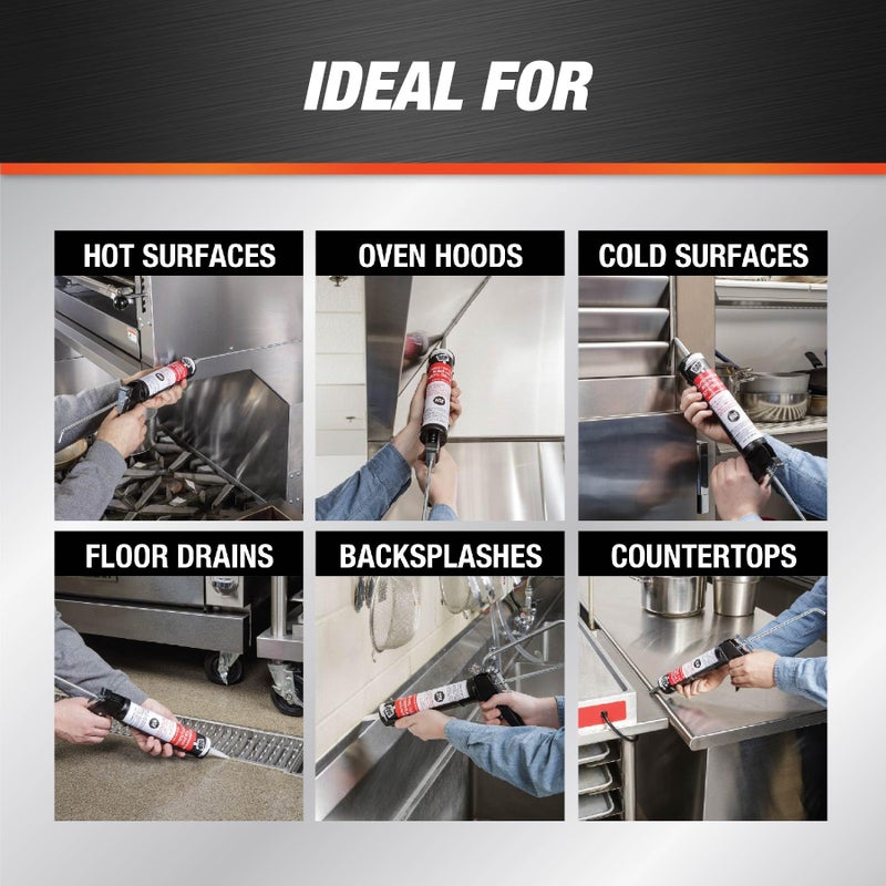 DAP Commercial Kitchen 100% Silicone Sealant, Stainless Steel, 9.8 Oz (7079808660) - Image 5