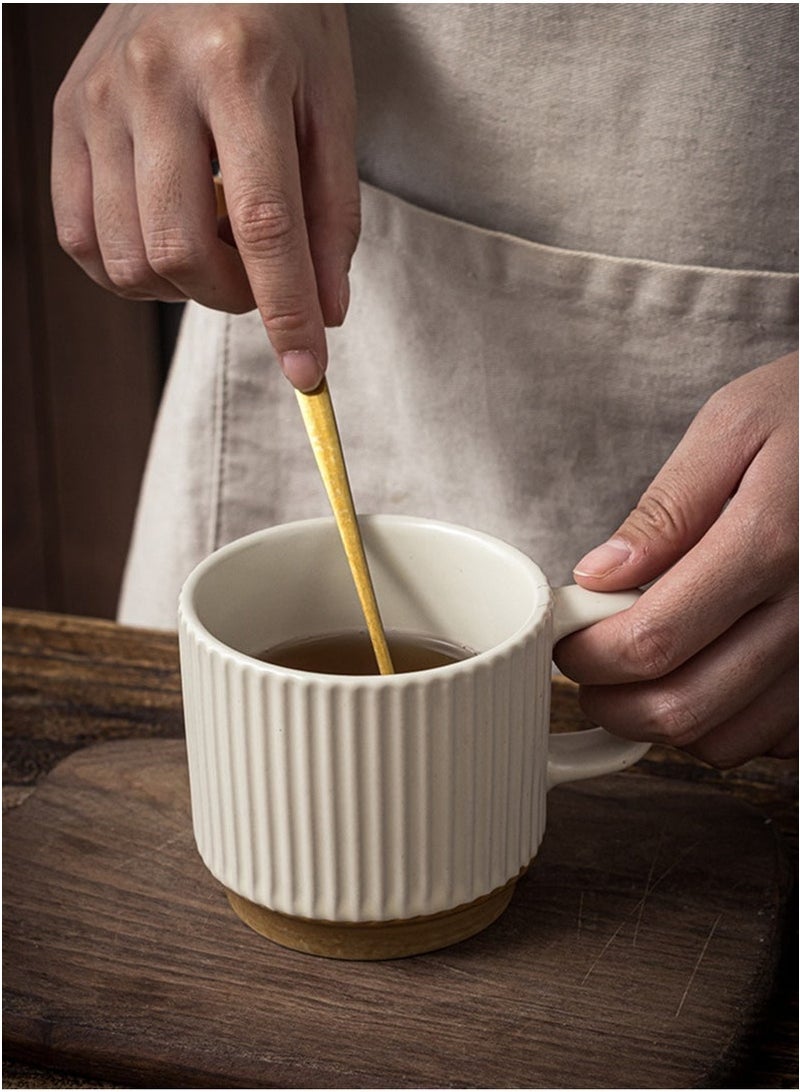 Aijmil كوب سيراميك حجري للشرب، كوب قهوة على الطراز القديم، كوب تقديم الطعام 300 مل بمقبض للقهوة والشاي والكاكاو والحليب - Image 2
