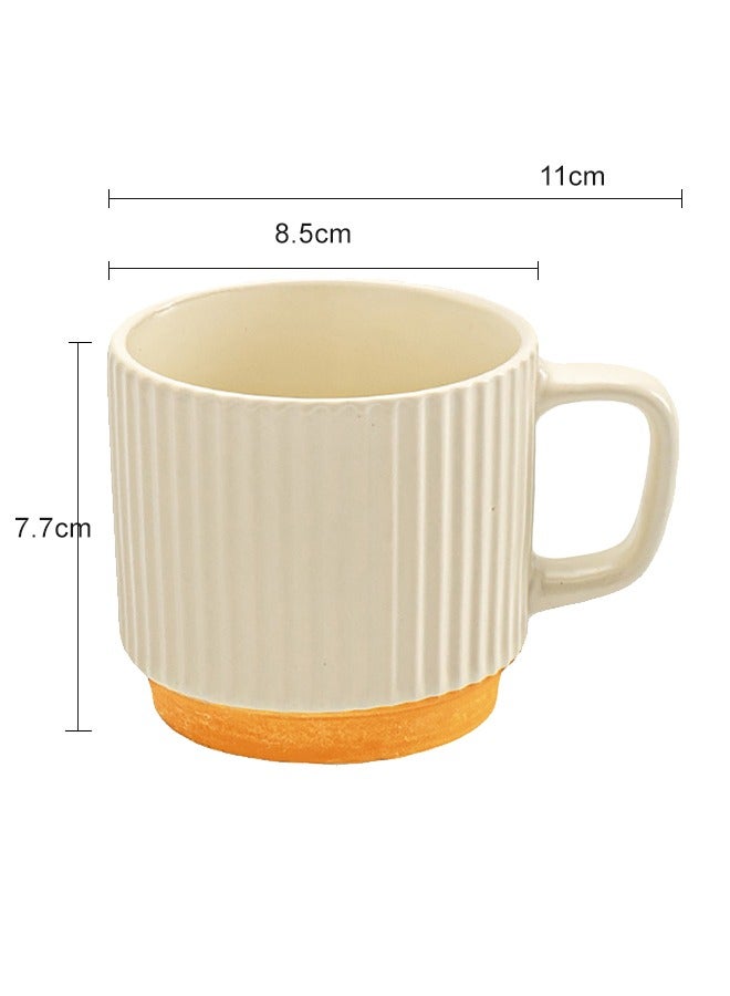 Aijmil كوب سيراميك حجري للشرب، كوب قهوة على الطراز القديم، كوب تقديم الطعام 300 مل بمقبض للقهوة والشاي والكاكاو والحليب - Image 4