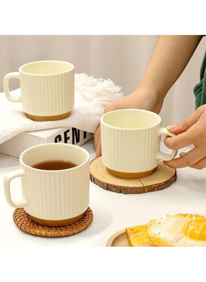 Aijmil كوب سيراميك حجري للشرب، كوب قهوة على الطراز القديم، كوب تقديم الطعام 300 مل بمقبض للقهوة والشاي والكاكاو والحليب - Image 5