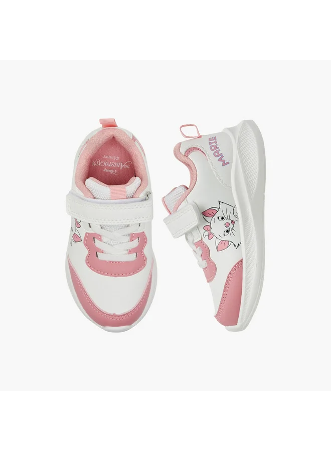 ديزني Girls Marie Print Sneakers with Hook and Loop Closure