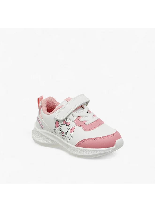 ديزني Girls Marie Print Sneakers with Hook and Loop Closure