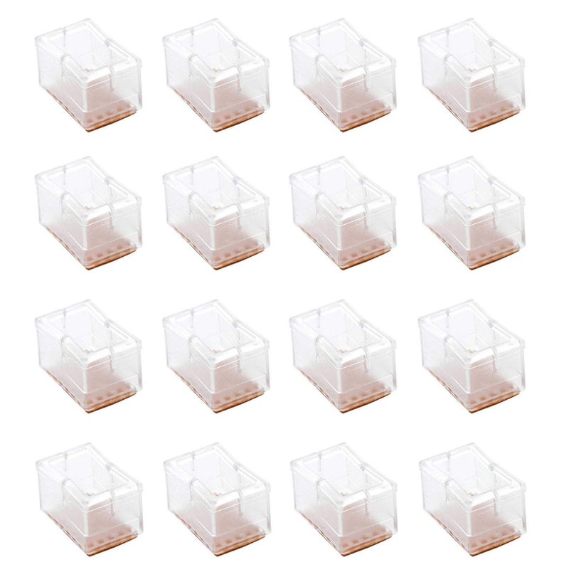 Maydahui 16 PCS Rectangle Chair Leg Floors Protector Silicone Caps Rubber Covers for Indoors Hardwood Furniture Feet Pads Fit Length 158 to 178 InchWidth 117 to 114 Inch