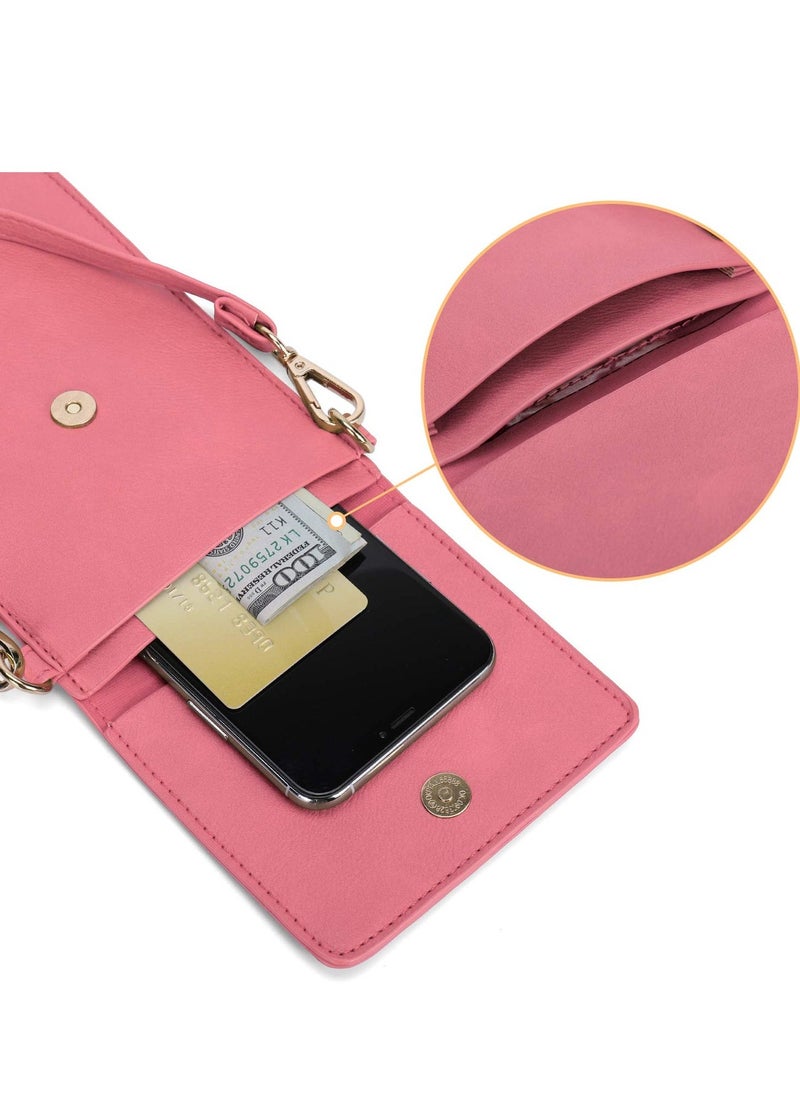 SYOSI Crossbody Phone Purse for Women, 6.4" Lightweight Leather Touchscreen Phone Bag Shoulder Cellphone Purses, Phone Wallet Case with Clear Window, Rose Red  - Image 4