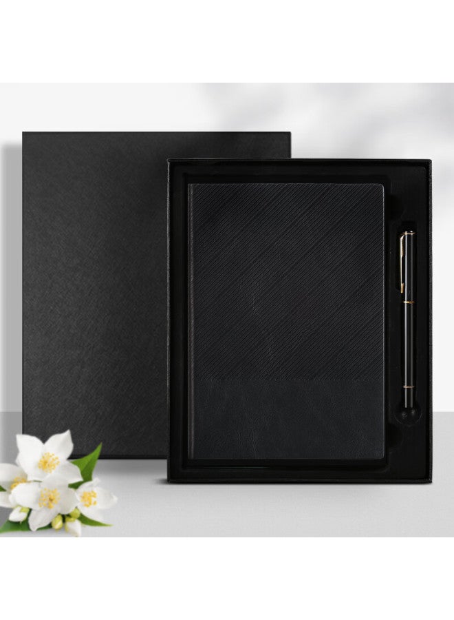 Shen Shi Shen A5 مجموعة هدايا يوم المعلم، مجموعة هدايا الأعمال، هدية مفكرة مذكرة، تذكار، جائزة فعالية، قابل للتخصيص، 100 ورقة، 1 مفكرة، أسود - Image 1