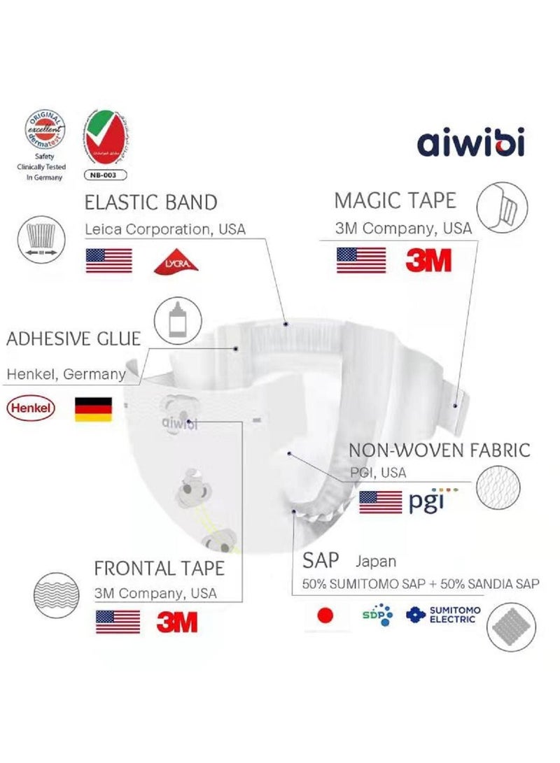 aiwibi Ultra Thin Premium Baby Diapers - Size (3) Medium 62 Pcs (06-11kg) Super soft, Breathable, High absorbent and Hypoallergenic Diapers - Image 5