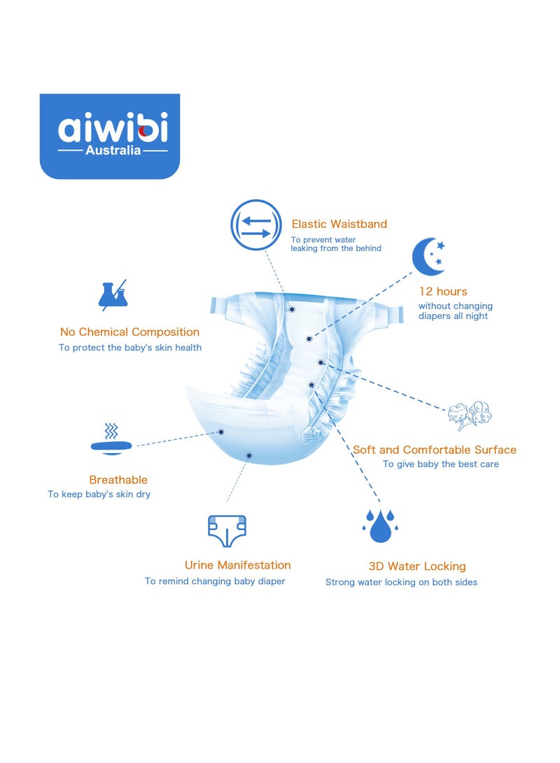 aiwibi Ultra Thin Premium Baby Diapers - Size (3) Medium 62 Pcs (06-11kg) Super soft, Breathable, High absorbent and Hypoallergenic Diapers - Image 4