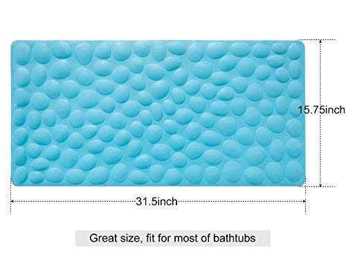 OTHWAY Non-Slip Bathtub Mat OTHWAY Soft Rubber Bathroom Bathmat with Strong Suction Cups (Blue) - Image 3