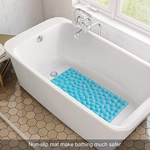 OTHWAY Non-Slip Bathtub Mat OTHWAY Soft Rubber Bathroom Bathmat with Strong Suction Cups (Blue) - Image 2