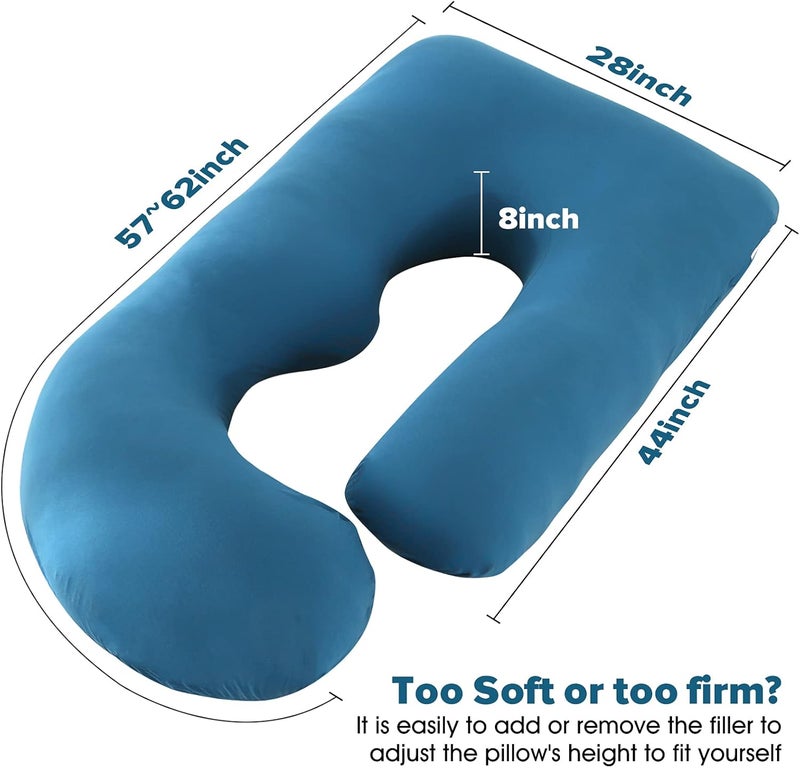 Elover Pregnancy Must Haves Pregnancy Pillow for Sleeping U Shaped Full Body Maternity Pillow with Removable Cooling Cover for Pregnant Women(57 in,Jersey Royal Blue) - Image 4