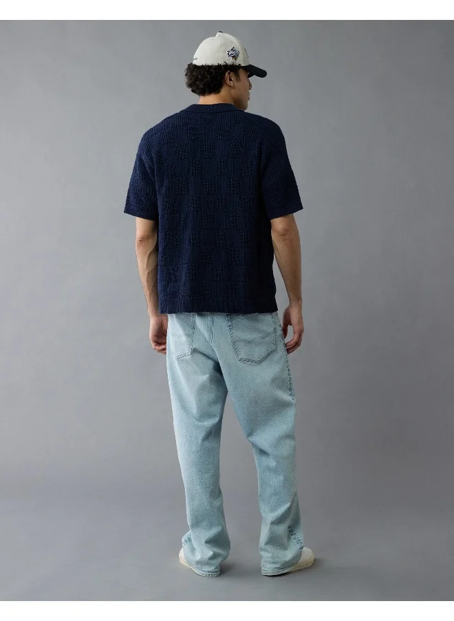 امريكان ايجل AE Weekend Checkerboard Button-Up Sweater Polo Shirt