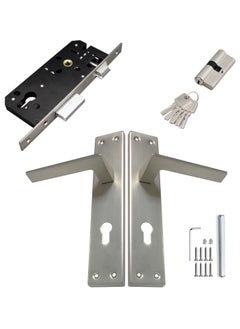 TISMpro Door Handle Lock Set - Aluminum Handle with Lock Body, Cylinder, and 5 Computer Keys with Mounting Screws, TP-7005 Set (MSN)  - Image 3