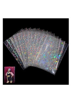 Excefore 200 Pcs Kpop Photocard Sleeves, Little Star Laser Flashing Card Sleeves, Star Glass Gemstone Rainbow Holographic Card Sleeves Trading Card Protector for Photocard Kpop Photo Cards, 61 x 88 mm  - Image 1