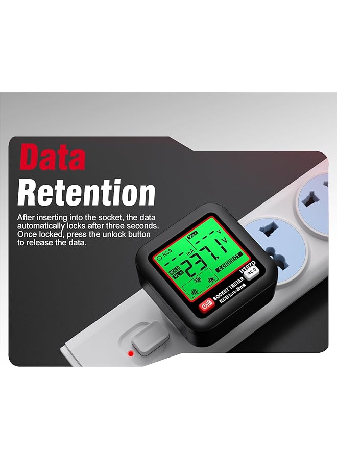 KASTWAVE Gfci Outlet Tester With Lcd Display For Home Professional Use, 260V Ac Receptacle Detector, Standard 3-Wire Electric Voltage Tester, Socket Checker With 6 Visual Indicators, Wiring Legend - Image 2