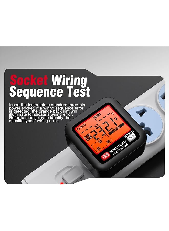 KASTWAVE Gfci Outlet Tester With Lcd Display For Home Professional Use, 260V Ac Receptacle Detector, Standard 3-Wire Electric Voltage Tester, Socket Checker With 6 Visual Indicators, Wiring Legend - Image 3