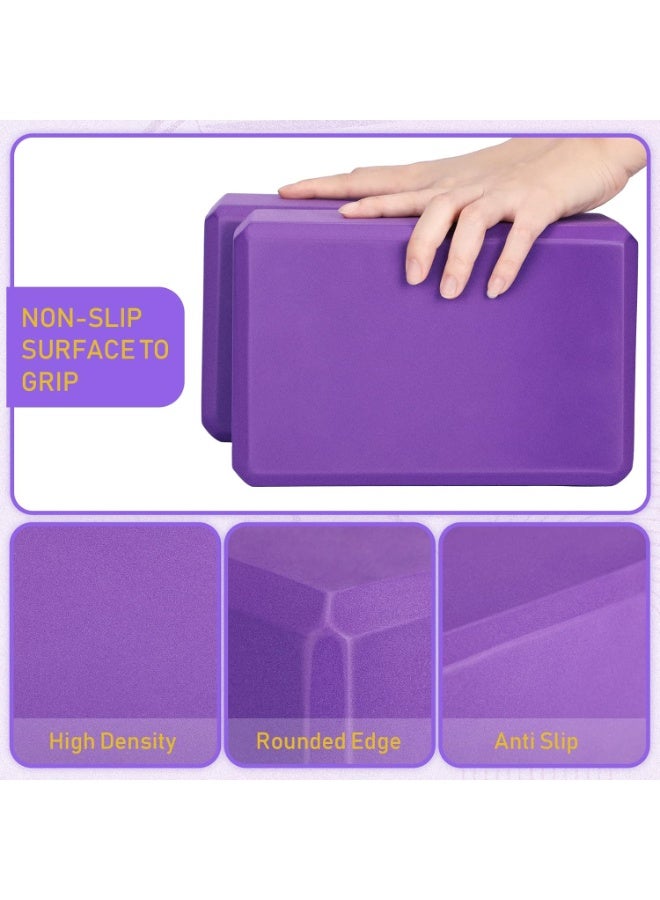 Relex 2 Pcs Yoga Blocks, High Density EVA Foam Blocks with Non-Slip Surface, Lightweight Yoga Brick for Stretching, Pilates, Meditation, Fitness - Image 5