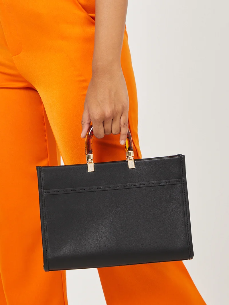 Styli Tortoise Handle Handbag with Detachable Strap