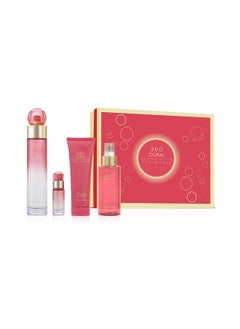 PERRY ELLIS 360 Coral 3.4Oz Edp Spray, 4Oz Body Mist, 3Oz Shower Gel, 0.25Oz Edp Spray Women 4 Pc Gift Set  - Image 1