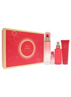 PERRY ELLIS 360 Coral 3.4Oz Edp Spray, 4Oz Body Mist, 3Oz Shower Gel, 0.25Oz Edp Spray Women 4 Pc Gift Set  - Image 3
