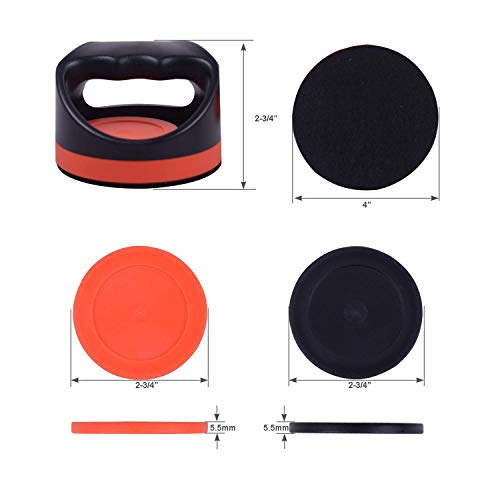 GAMESUN Plastic Air Hockey Strikers/Pushers, 2 PCS 4" Plastic Black Air Hockey Pushers and 4 PCS 2.75" Pucks Replacement for Game Tables Goalies Equipment Accessories - Image 2