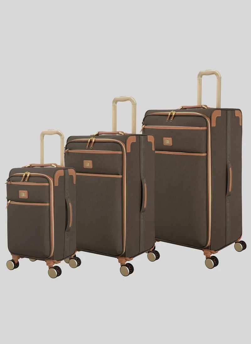 Matalan Dark Brown Tan Trim Suitcase-Carry
