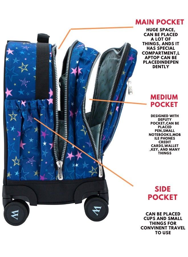 Wires 3 Piece Kids School Trolley Bag laptop compartment8Wheels With Lunch bag & Pencil Case  - Image 3