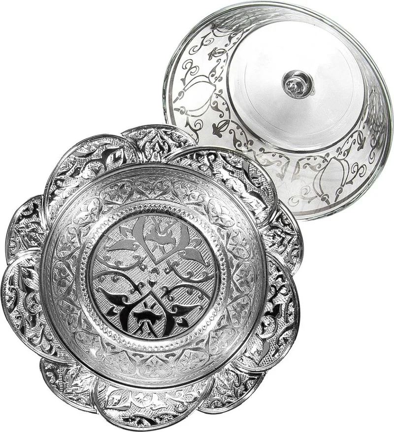 İhvan Online Hajj Umrah Glass Lidded Sugar Bowl and Date Bowl