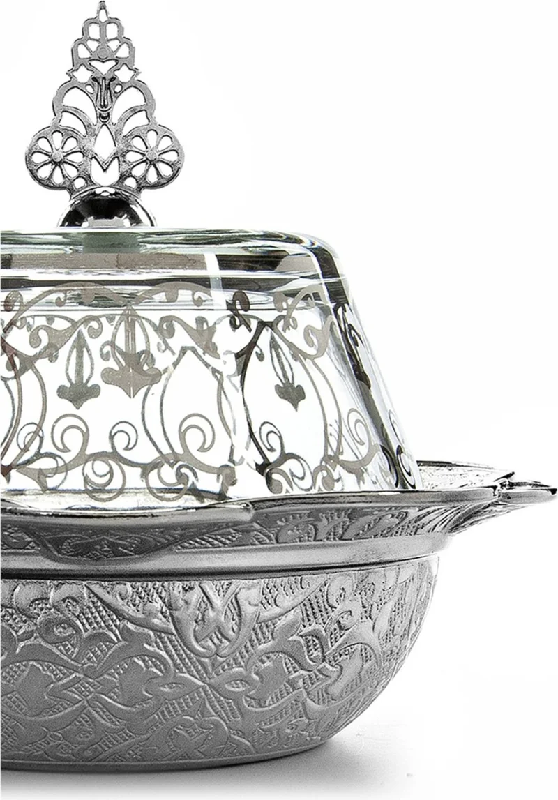 İhvan Online Hajj Umrah Glass Lidded Sugar Bowl and Date Bowl