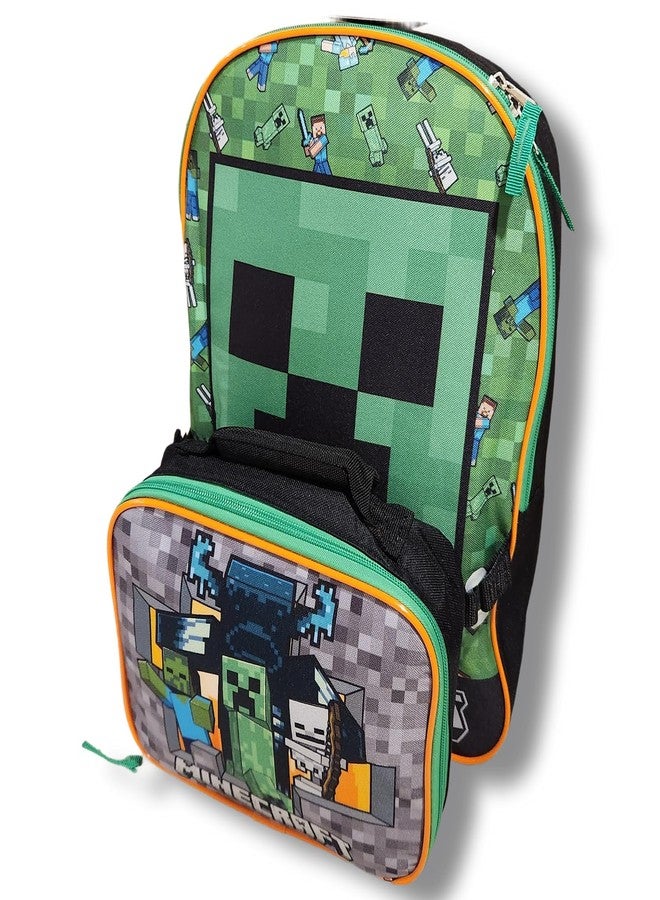 Bioworld Minecraft 16 Inch Kids Backpack with Lunch Bag Set - Image 1