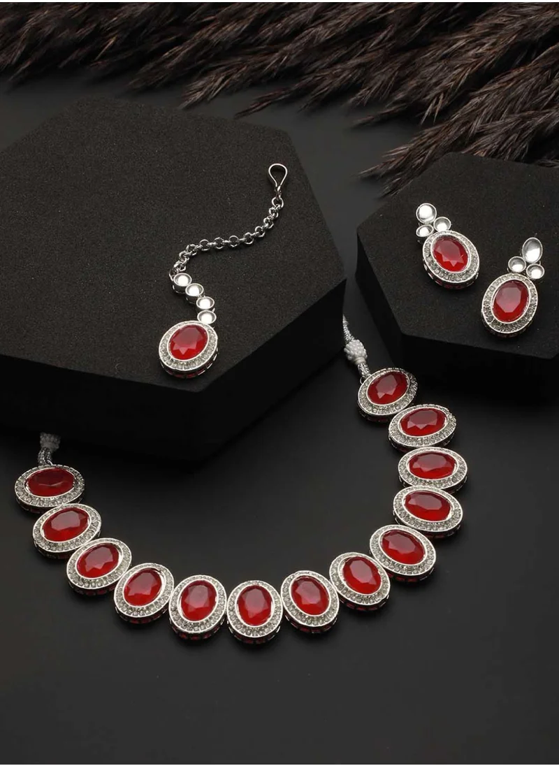 برياسي Oval AD Studded Jewellery Set