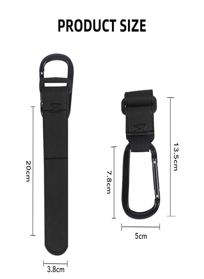 YUISI Stroller Hooks, Universal PU Leather Pram Hooks with Metal Carabiner, for Strollers, Cycling & Travel - Image 2