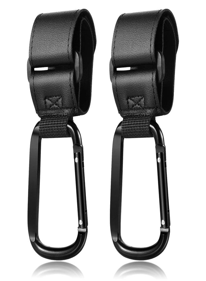YUISI Stroller Hooks, Universal PU Leather Pram Hooks with Metal Carabiner, for Strollers, Cycling & Travel - Image 1