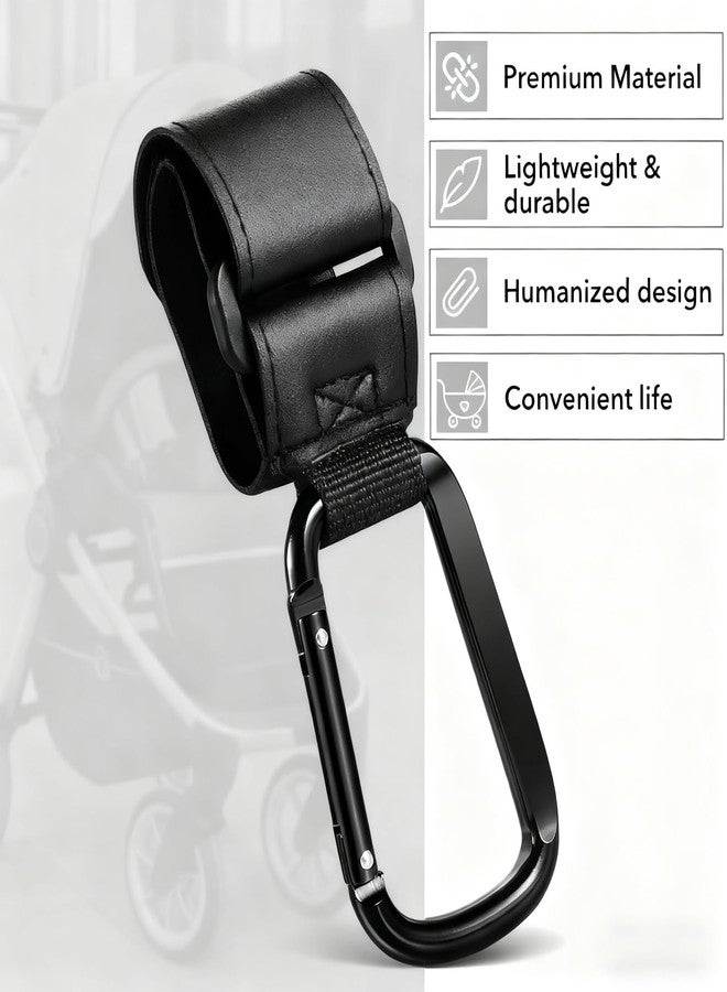 YUISI Stroller Hooks, Universal PU Leather Pram Hooks with Metal Carabiner, for Strollers, Cycling & Travel - Image 5