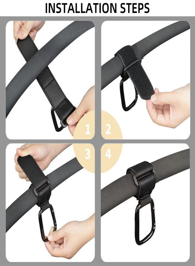YUISI Stroller Hooks, Universal PU Leather Pram Hooks with Metal Carabiner, for Strollers, Cycling & Travel - Image 3