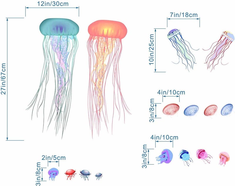 AnFigure AnFigure Large Jellyfish Fish Wall Stickers Under The Sea Life Marine Animal Jelly Wall Decals Baby Nursery Kids Room Daycare Girls Bedroom Bathroom Wall Decor - Image 4
