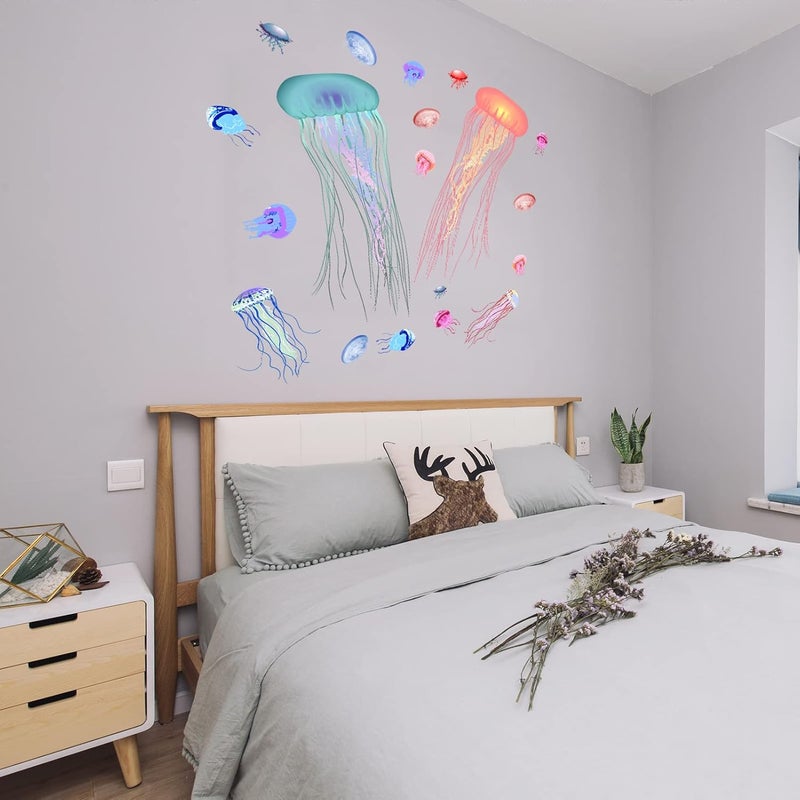 AnFigure AnFigure Large Jellyfish Fish Wall Stickers Under The Sea Life Marine Animal Jelly Wall Decals Baby Nursery Kids Room Daycare Girls Bedroom Bathroom Wall Decor - Image 3