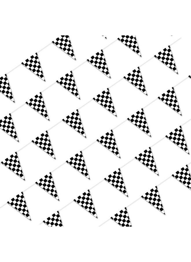 Piokio - 100Ft Black And White Checkered Flag Banner Racing Birthday Decorations For Nascar Race Party Supplies - Image 1