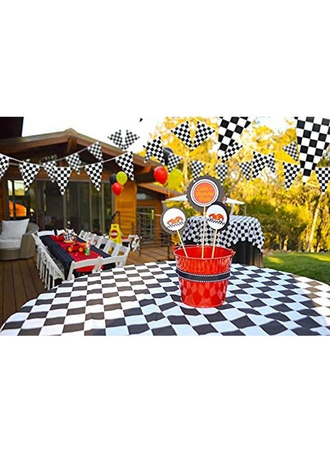 Piokio - 100Ft Black And White Checkered Flag Banner Racing Birthday Decorations For Nascar Race Party Supplies - Image 1