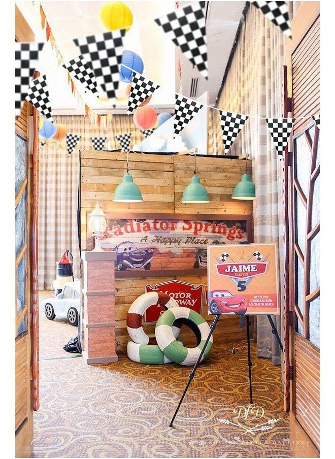 Piokio - 100Ft Black And White Checkered Flag Banner Racing Birthday Decorations For Nascar Race Party Supplies - Image 1